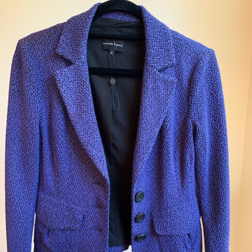 Nanette Lepore Purple and Black Woven Blazer